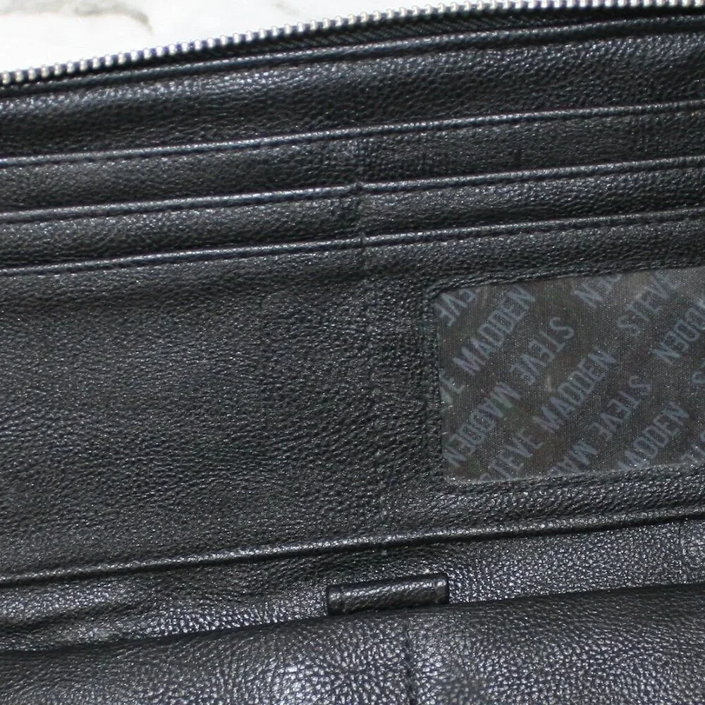 STEVE MADDEN Wristlet Mini Bag Clutch Wallet PU Leather Carry All Purse Black